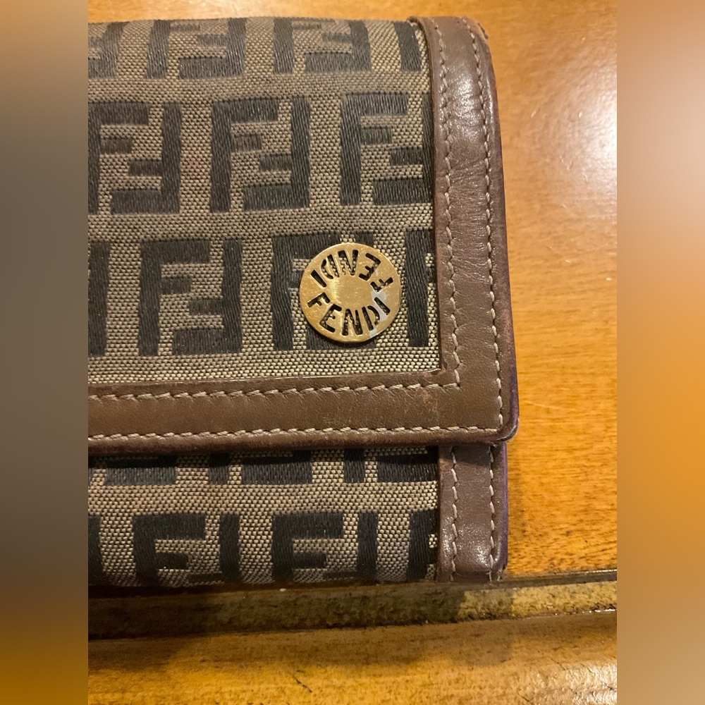 Fendi Brown & Black Zucca Canvas Leather Continental Wallet - Picture 9 of 16